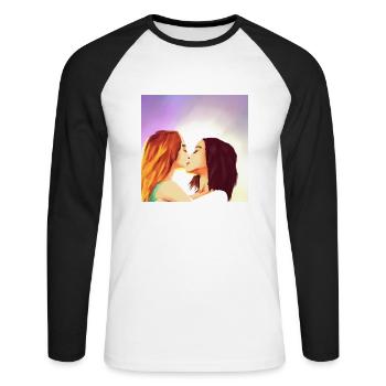 LGBT Queer kiss 🌈🌈 - Unisex Long Sleeve Baseball T-Shirt - white/black - Front - Nik (191cm)