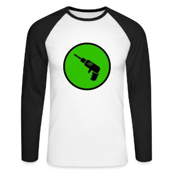 Drill - Unisex Long Sleeve Baseball T-Shirt - white/black - Front - Nik (191cm)