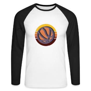 Basketball Sports Rétro - T-shirt baseball manches longues Homme - blanc/noir - Devant - Nik (191cm)