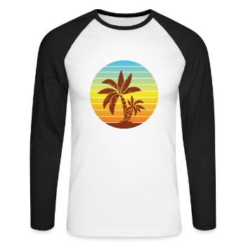 Holiday Beach Palm Waves Summer Sea Cadeau - T-shirt baseball manches longues Homme - blanc/noir - Devant - Nik (191cm)