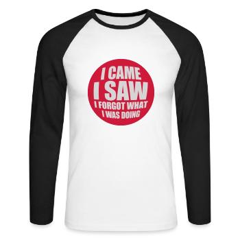 Je suis venu voir oublier - T-shirt baseball manches longues Homme - blanc/noir - Devant - Nik (191cm)