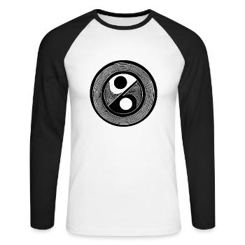 Yin Yang Sign Symbol Peace Happy 15 - Unisex Long Sleeve Baseball T-Shirt - white/black - Front - Nik (191cm)