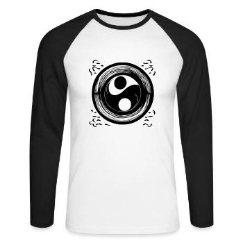 Yin Yang Signe Symbole Paix Bonheur Vecteur 6 - T-shirt baseball manches longues Homme - blanc/noir - Devant - Nik (191cm)