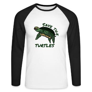 Sauvez les tortues Aidez à citer Environnement Plastique - T-shirt baseball manches longues Homme - blanc/noir - Devant - Nik (191cm)