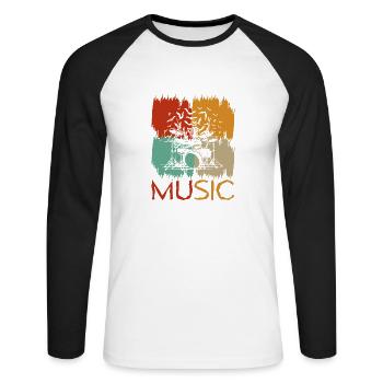 Schlagzeug Schlagzeuger Schlagzeug Schlagzeuger - Unisex Baseballshirt langarm - Weiß/Schwarz - Vorne - Nik (191cm)
