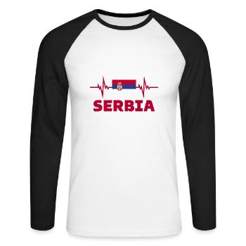 Serbia Football 2022 heartbeat Serbia Football - Unisex Long Sleeve Baseball T-Shirt - white/black - Front - Nik (191cm)