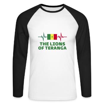 Löwe von Teranga Fußball 2022 Senegal - Unisex Baseballshirt langarm - Weiß/Schwarz - Vorne - Nik (191cm)