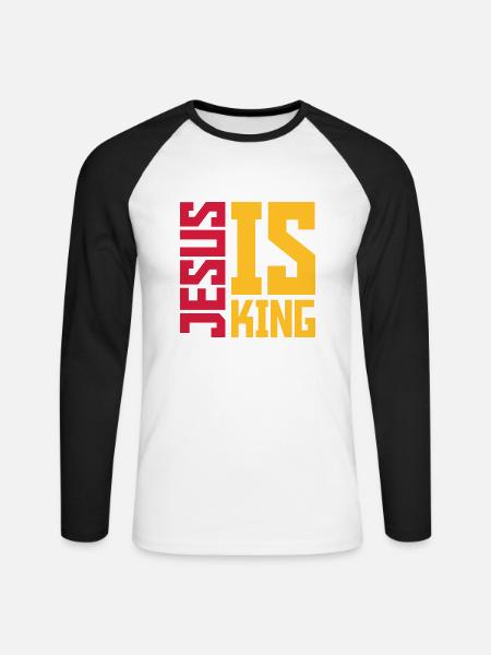 jesus is king quote - Unisex Long Sleeve Baseball T-Shirt - white/black