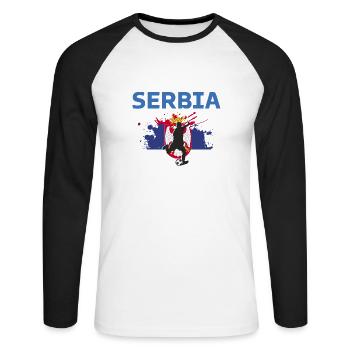 Serbia Football 2022 supporter Serbia Football - Unisex Long Sleeve Baseball T-Shirt - white/black - Front - Nik (191cm)
