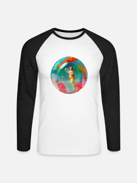 venus in der seifenblase - Unisex Baseballshirt langarm - Weiß/Schwarz
