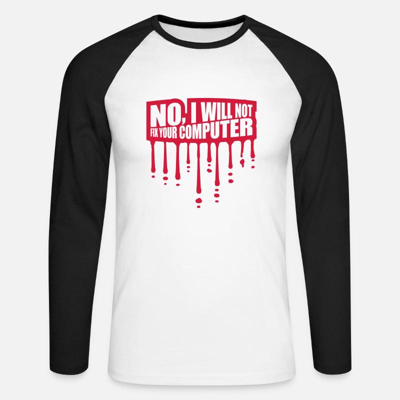 not fix your computer - Unisex Baseballshirt langarm - Weiß/Schwarz