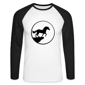 Cheval debout Cliff Moon - T-shirt baseball manches longues Homme - blanc/noir - Devant - Nik (191cm)