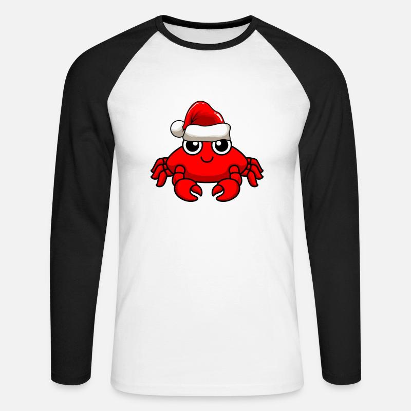 Krabbe Comic Weihnachten - Unisex Baseballshirt langarm - Weiß/Schwarz