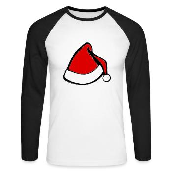 Christmas Hat Santa Claus Christmas Vector - Unisex Long Sleeve Baseball T-Shirt - white/black - Front - Nik (191cm)