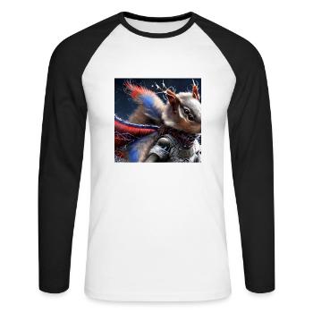 Série : distopia of christmas - T-shirt baseball manches longues Homme - blanc/noir - Devant - Nik (191cm)