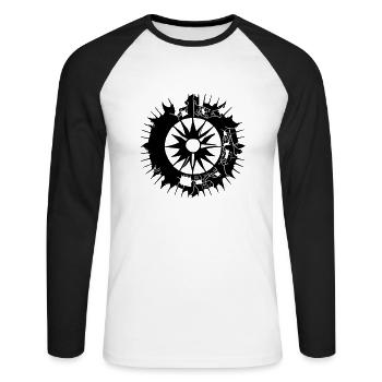 Sun Moon Mosaic Astrology Symbol Vector 2 - Unisex Long Sleeve Baseball T-Shirt - white/black - Front - Nik (191cm)