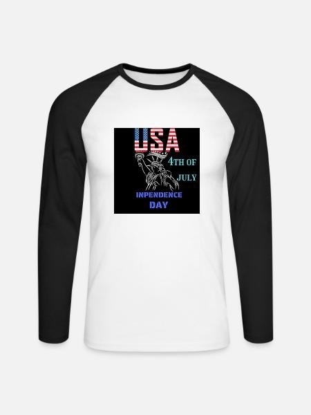 USA, Freiheitsstatue - Unisex Baseballshirt langarm - Weiß/Schwarz