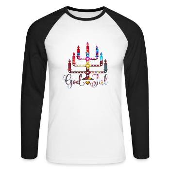 Merry Christmas Christmas xmas holiday winter santa nordic - Unisex Long Sleeve Baseball T-Shirt - white/black - Front - Nik (191cm)