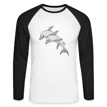 Delphine - Unisex Baseballshirt langarm - Weiß/Schwarz - Vorne - Nik (191cm)