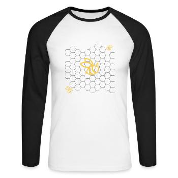 Bienen - Unisex Baseballshirt langarm - Weiß/Schwarz - Vorne - Nik (191cm)