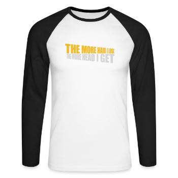 J’ai plus de tête - T-shirt baseball manches longues Homme - blanc/noir - Devant - Nik (191cm)