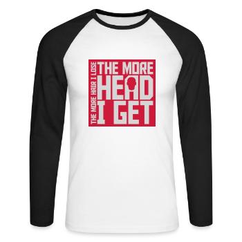 J’ai plus de tête - T-shirt baseball manches longues Homme - blanc/noir - Devant - Nik (191cm)