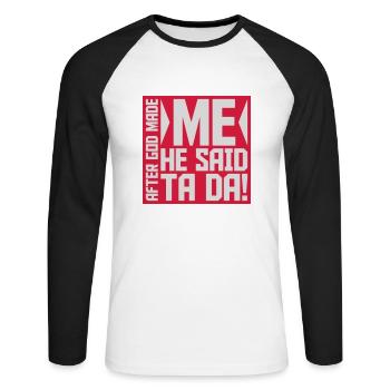 Après que Dieu m’ait fait - T-shirt baseball manches longues Homme - blanc/noir - Devant - Nik (191cm)