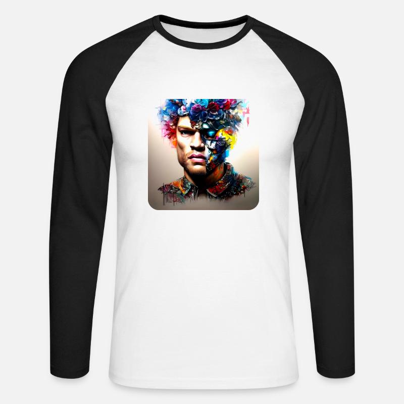 His deep rolling - Unisex Baseballshirt langarm - Weiß/Schwarz