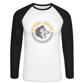 big bad wolf quote - Unisex Long Sleeve Baseball T-Shirt - white/black - Front - Nik (191cm)