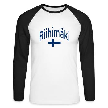 Riihimäki drapeau finlandais - T-shirt baseball manches longues Homme - blanc/noir - Devant - Nik (191cm)