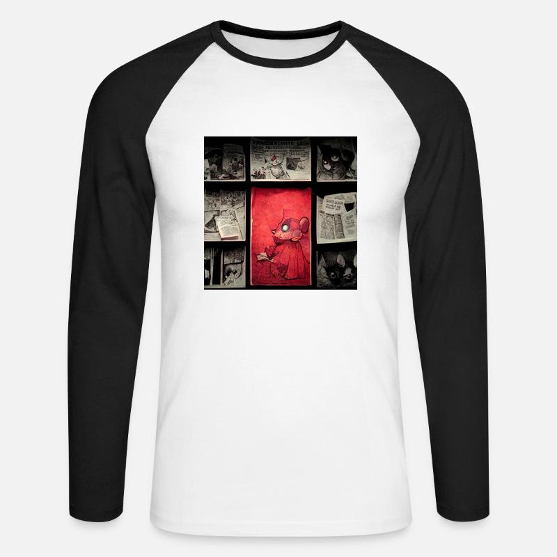 Leben einer Comic Maus - Unisex Baseballshirt langarm - Weiß/Schwarz