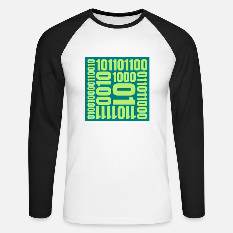 Binary Code Program Language - Unisex Long Sleeve Baseball T-Shirt - white/black