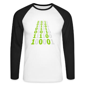 Binary Code Program Language - Unisex Long Sleeve Baseball T-Shirt - white/black - Front - Nik (191cm)