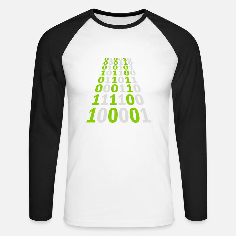 Binary Code Program Language - Unisex Long Sleeve Baseball T-Shirt - white/black