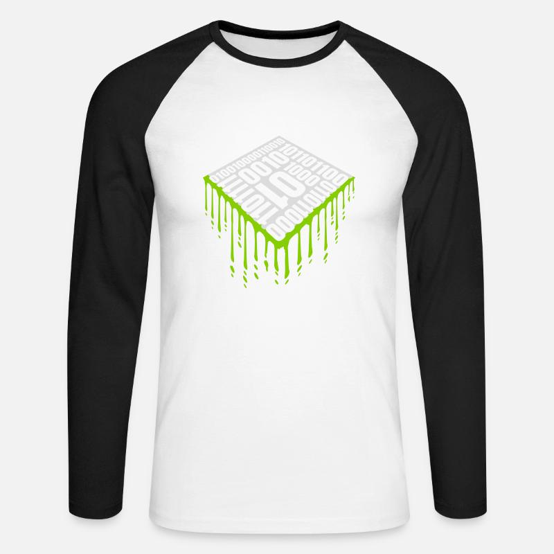 Binary Code Program Language - Unisex Long Sleeve Baseball T-Shirt - white/black