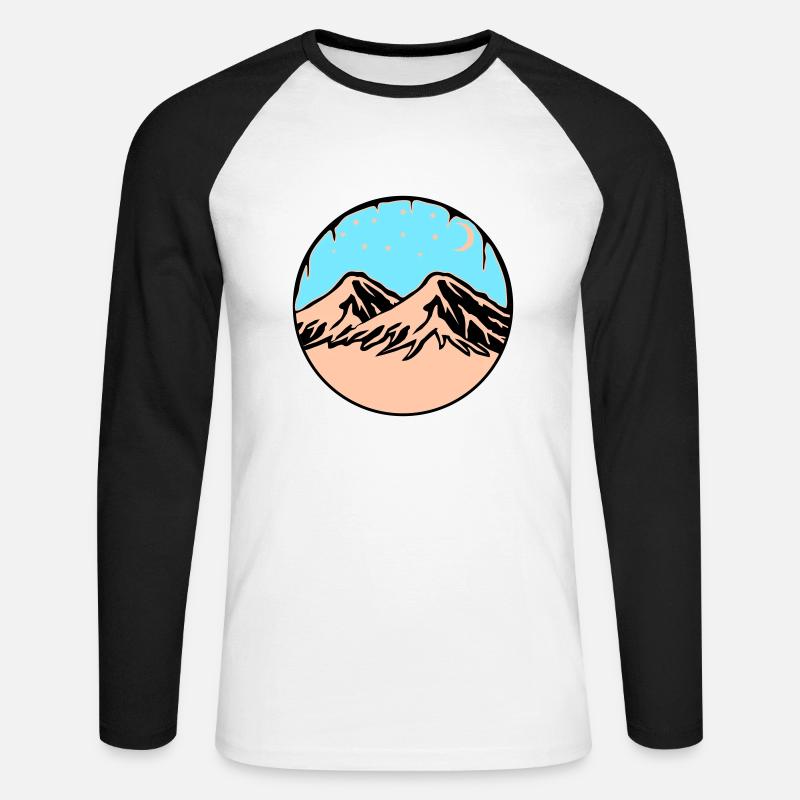 Sternenhimmel Berge - Unisex Baseballshirt langarm - Weiß/Schwarz