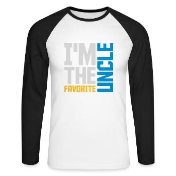 im the favorite uncle - Unisex Baseballshirt langarm - Weiß/Schwarz - Vorne - Nik (191cm)