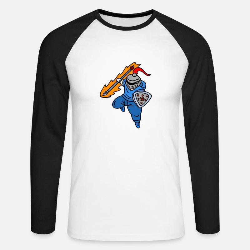 Cooler Ritter mit Kapuzenpullover - Unisex Baseballshirt langarm - Weiß/Schwarz