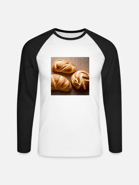 Porträt eines knusprigen Brotes - Unisex Baseballshirt langarm - Weiß/Schwarz