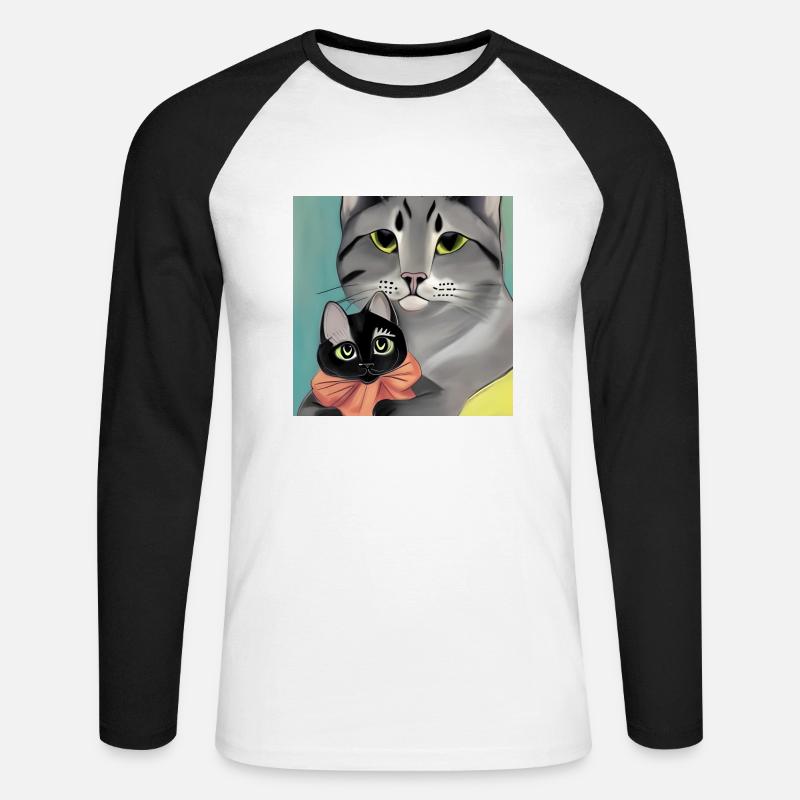 Mutter von Katzen - Unisex Baseballshirt langarm - Weiß/Schwarz