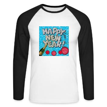 Bonne année ! - T-shirt baseball manches longues Homme - blanc/noir - Devant - Nik (191cm)