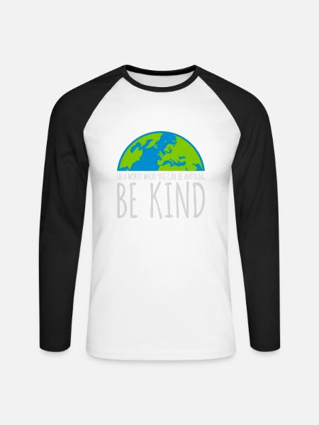you can be kind - Unisex Baseballshirt langarm - Weiß/Schwarz