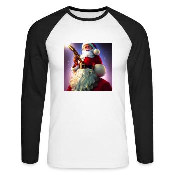 Santa Claus Santa Claus Christmas - Unisex Long Sleeve Baseball T-Shirt - white/black - Front - Nik (191cm)