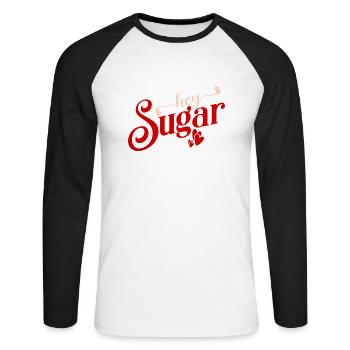 hey Sugar Valentinstag - Unisex Baseballshirt langarm - Weiß/Schwarz - Vorne - Nik (191cm)