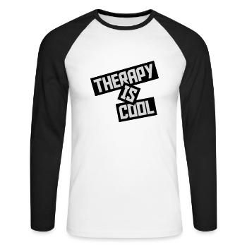 therapy is cool Quote - Unisex Long Sleeve Baseball T-Shirt - white/black - Front - Nik (191cm)