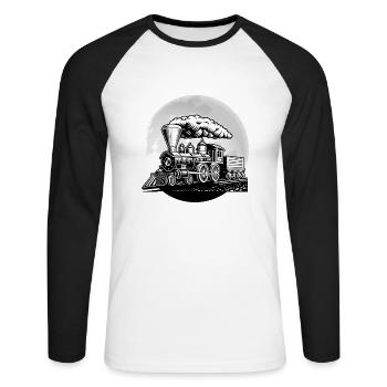Locomotive de chemin de fer « conducteur de locomotive » - T-shirt baseball manches longues Homme - blanc/noir - Devant - Nik (191cm)