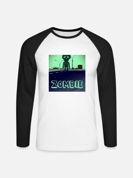 Surreales Zombiedesign - Unisex Baseballshirt langarm - Weiß/Schwarz