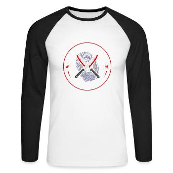 True Crime Club Kentucky, Murderino Murder Show - Unisex Baseballshirt langarm - Weiß/Schwarz - Vorne - Nik (191cm)