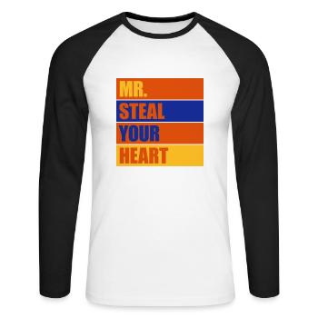 Mr steal your heart - Unisex Long Sleeve Baseball T-Shirt - white/black - Front - Nik (191cm)