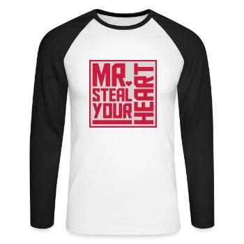 Mr steal your heart - Unisex Long Sleeve Baseball T-Shirt - white/black - Front - Nik (191cm)
